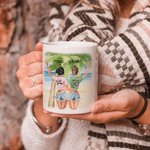 Gepersonaliseerde niet zusters door bloed, maar zusters door hart kokosnoot boom wit keramische koffiemok afstuderen verjaardagscadeau voor Besties