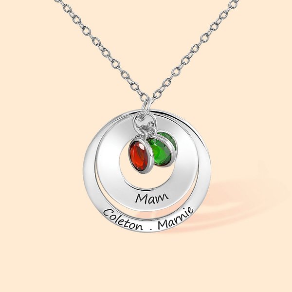 Personalizado Forever Círculo Diseño Niños Piedras de Nacimiento con Nombres Collar Día de la Madre Cumpleaños Día de Acción de Gracias Regalo para Ma