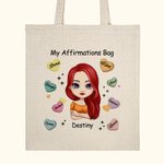 Sac fourre-tout personnalisé My Affirmations Bag Heart Pattern Anniversaire Durable et Recyclable