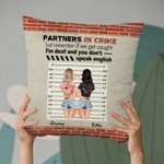 Personalised Partner in Crime Besties Throw Pillow Cover Besties Gift Sofa Decor