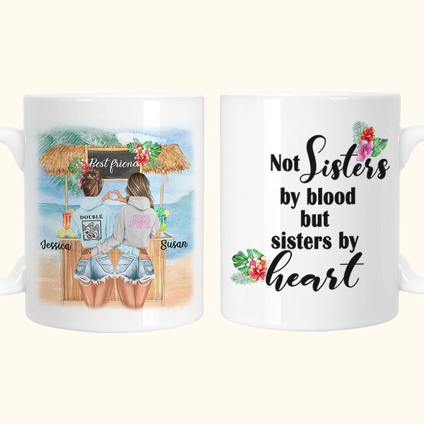 Tazza in ceramica bianca personalizzata Non sorelle per sangue ma sorelle per cuore Manico tipo per migliori amiche sorelle
