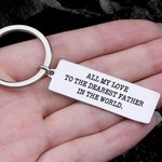 Personalized Double Sided Engraved Stainless Steel Keychain with Name and Text Father's Day Birthday Gift for Dad Grandfather