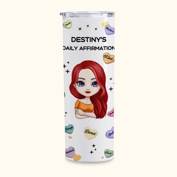 Daily Affirmations Skinny Tumbler Women Gift