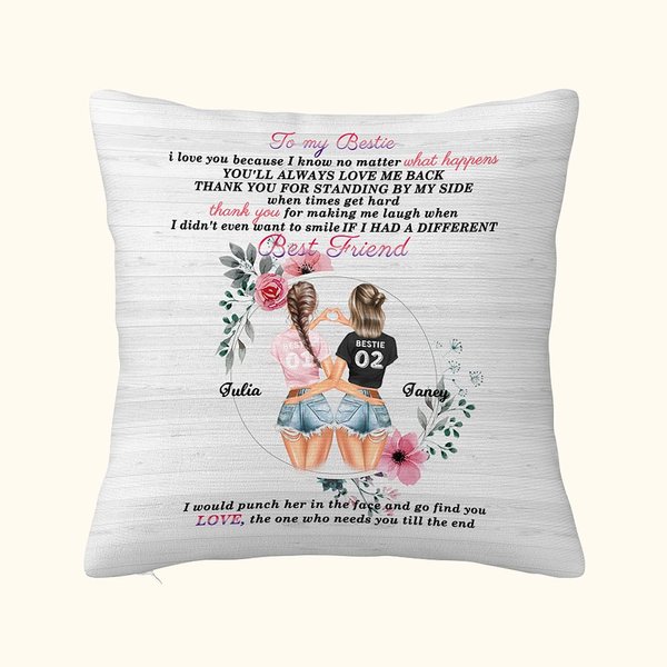 Personalized  I Love You Because I Know No Matter What Happens You'll Always Love Me Back Throw Pillow Cover Best Friend Gift Besties Gift Home Decor
