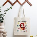 Sac fourre-tout personnalisé My Affirmations Bag Heart Pattern Anniversaire Durable et Recyclable