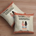 Personalised Partner in Crime Besties Throw Pillow Cover Besties Gift Sofa Decor