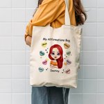 Sac fourre-tout personnalisé My Affirmations Bag Heart Pattern Anniversaire Durable et Recyclable