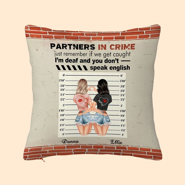 Gepersonaliseerde Partner in Crime Besties Kussenhoes Besties Gift Sofa Decor