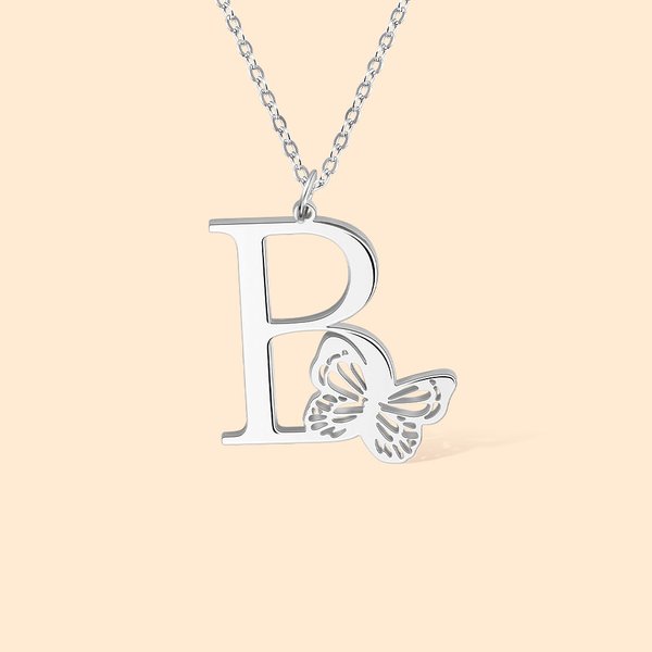 Butterfly Initial Necklace Bridesmaid Jewelry
