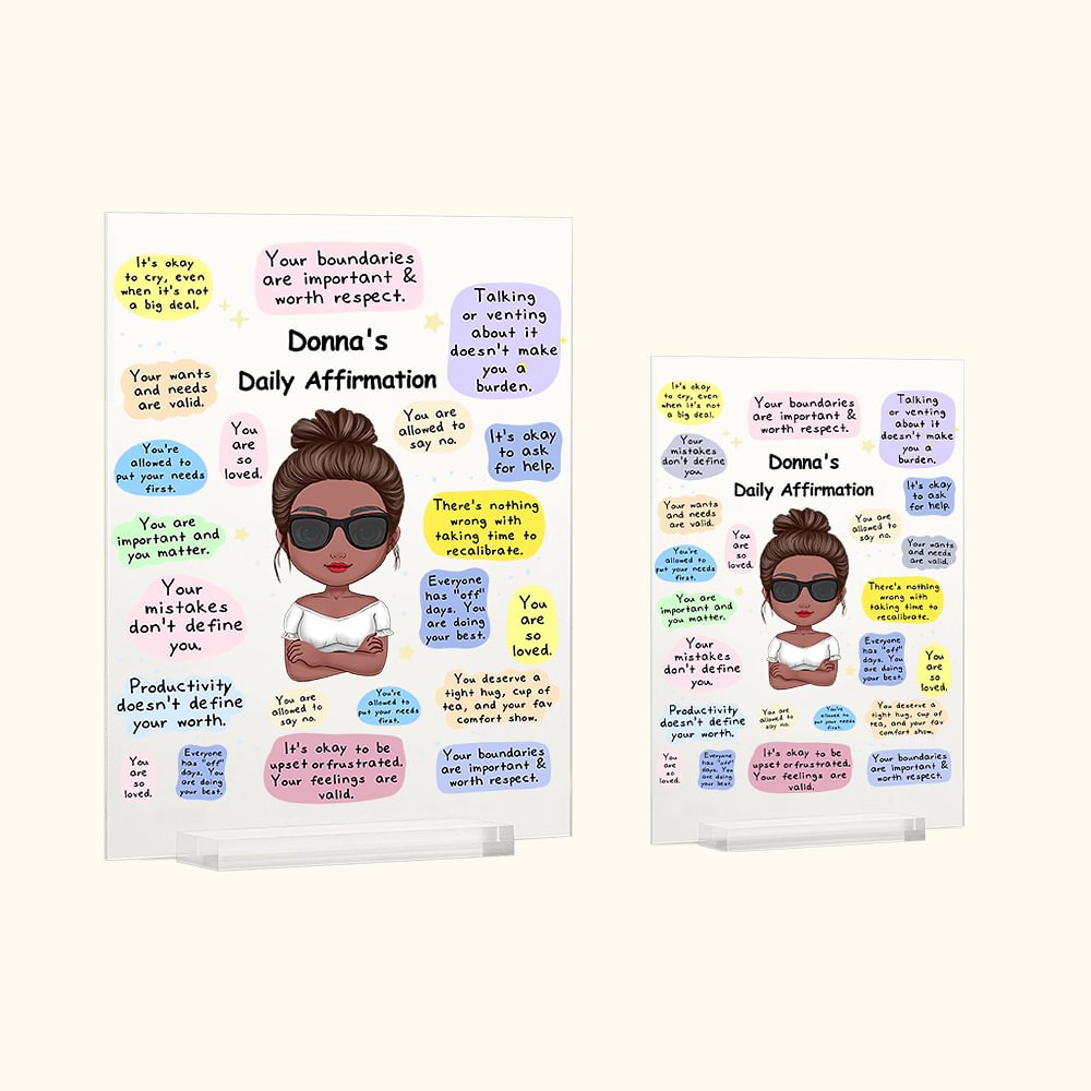 Plaque acrylique personnalisée Love Yourself Everyday You Are So Loved Daily Affirmation Cadeau d'anniversaire Décoration acrylique