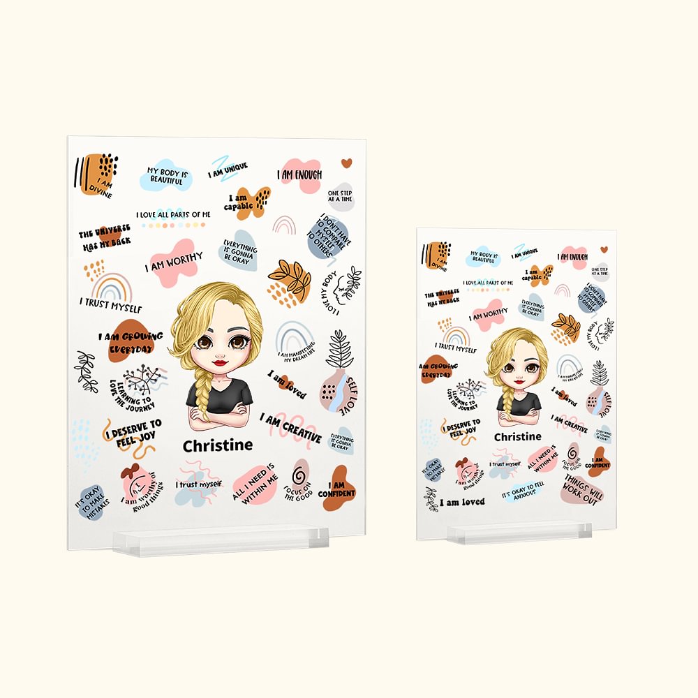 Targa in acrilico personalizzata per l'autoincoraggiamento della ragazza e delle donne che crescono ogni giorno, regalo per sé e per la casa.