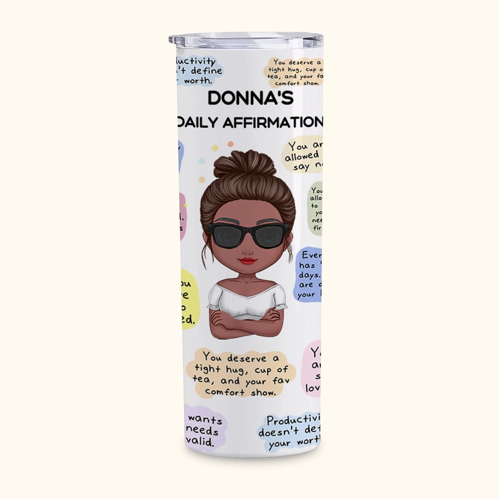 Affirmations positives quotidiennes personnalisées Santé mentale Tumbler en acier inoxydable Cadeau pour femmes