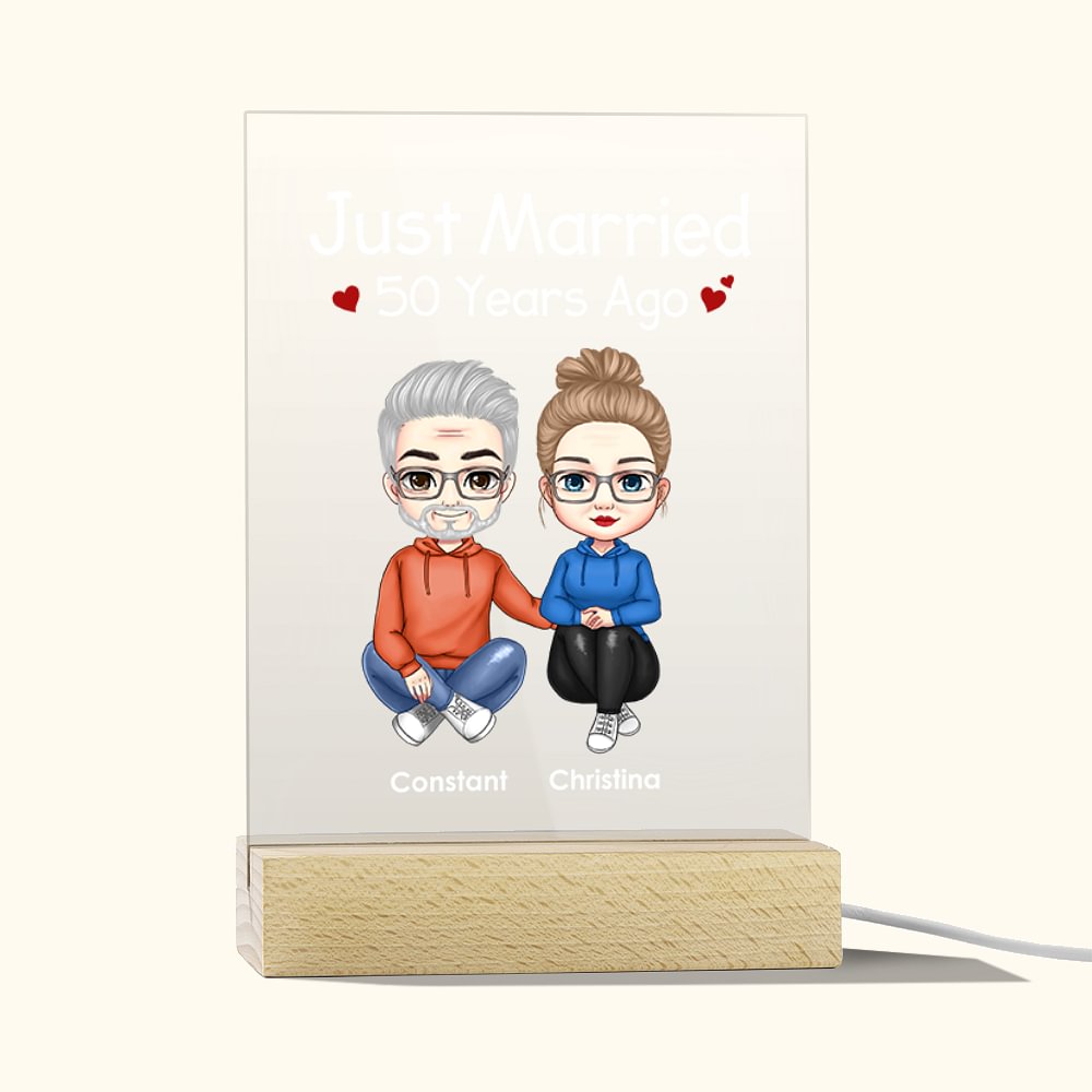 Personnalisé Just Married Many Years Ago Veilleuse Plaque Acrylique Couple Cadeau Décoration Maison