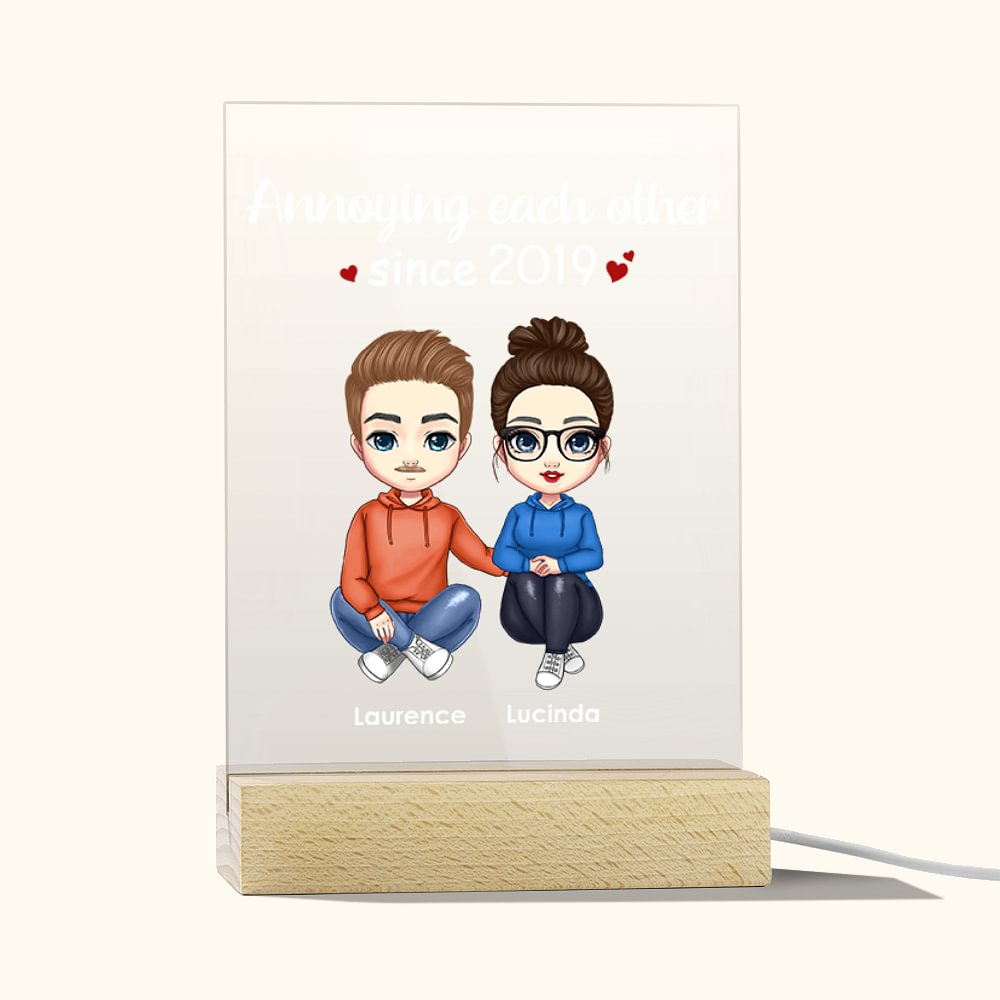 Plaque Veilleuse Acrylique Personnalisée Ennuyeux l'un l'autre depuis l'année Plaque Couple Cadeau Décoration Maison Ornement de bureau