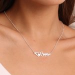 Personalisierte Sterling Silber Herz Hund Katze Pfote Halskette mit Namen für Tierliebhaber