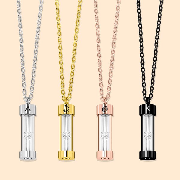 Hourglass Urn Necklace with Engraved Initial