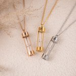 Personalised Hourglass Urn Necklace Ash Holder with Engraved Initial Memorial Jewellery Keepsake Gift for Women Friends
