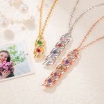 Personalized Minimalist 1-6 Family Birthstone Necklace with Name Dainty Jewelry Mother's Day Birthday Gift for Mom Women