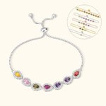 Personalized 1-10 Birthstones Family Bracelet Drop Shaped Birthstone Bracelet for Women Grandma Mom Bracelet Birthday Gift Mother's Day Gift