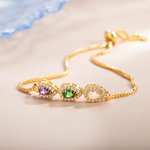 Personalized 1-10 Birthstones Family Bracelet Drop Shaped Birthstone Bracelet for Women Grandma Mom Bracelet Birthday Gift Mother's Day Gift