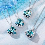 Collar de Cristal Personalizado Delfín Ola del Océano Collar Corazón Regalo para Ella Cumpleaños Regalo para el Día de la Madre