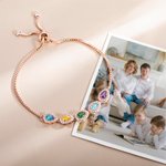 Personalized 1-10 Birthstones Family Bracelet Drop Shaped Birthstone Bracelet for Women Grandma Mom Bracelet Birthday Gift Mother's Day Gift