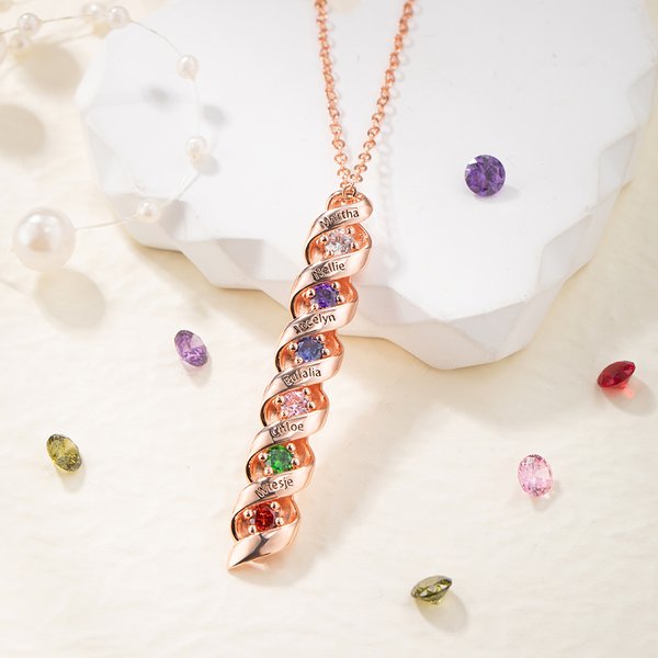 Personalizada Minimalista 1-6 Familia Birthstone Collar con Nombre Dainty Joyería Día de la Madre Cumpleaños Regalo para Mamá Mujeres