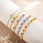 Personalized 1-10 Birthstones Family Bracelet Drop Shaped Birthstone Bracelet for Women Grandma Mom Bracelet Birthday Gift Mother's Day Gift