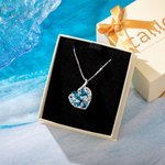 Collar de Cristal Personalizado Delfín Ola del Océano Collar Corazón Regalo para Ella Cumpleaños Regalo para el Día de la Madre