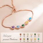 Personalized 1-10 Birthstones Family Bracelet Drop Shaped Birthstone Bracelet for Women Grandma Mom Bracelet Birthday Gift Mother's Day Gift