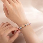 Personalized 1-10 Birthstones Family Bracelet Drop Shaped Birthstone Bracelet for Women Grandma Mom Bracelet Birthday Gift Mother's Day Gift