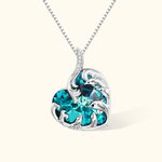 Collar de Cristal Personalizado Delfín Ola del Océano Collar Corazón Regalo para Ella Cumpleaños Regalo para el Día de la Madre