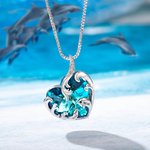 Collar de Cristal Personalizado Delfín Ola del Océano Collar Corazón Regalo para Ella Cumpleaños Regalo para el Día de la Madre