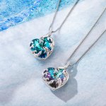 Collar de Cristal Personalizado Delfín Ola del Océano Collar Corazón Regalo para Ella Cumpleaños Regalo para el Día de la Madre