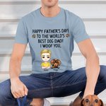 T-shirt Personnalisé avec Nom Race de Chien Dessin de Personnage Cadeau Fête des Pères pour Meilleur Père de Chien