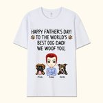 T-shirt Personnalisé avec Nom Race de Chien Dessin de Personnage Cadeau Fête des Pères pour Meilleur Père de Chien