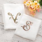 Servilletas de Lino Personalizadas con Letras Florales Bordadas Regalo para Fiesta de Boda Arreglo