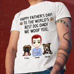 T-shirt Personnalisé avec Nom Race de Chien Dessin de Personnage Cadeau Fête des Pères pour Meilleur Père de Chien