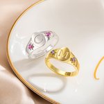 Personalized Sterling Silver Two Birthstones Signet Elegant Dainty Ring with Engraved Initial Birthday Valentine's Day Gift for Her