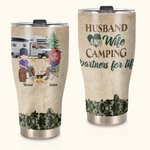 Personalised Husband And Wife Camping Partners for Life Curved Tumbler Anniversary Gift for Camping Couple