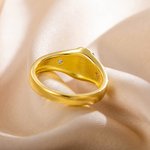 Personalized Sterling Silver Two Birthstones Signet Elegant Dainty Ring with Engraved Initial Birthday Valentine's Day Gift for Her