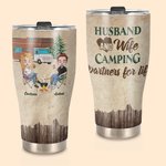 Personlig man och fru Campingpartners för livet 30oz böjd tumbler Jubileum Födelsedagspresent för campingpar