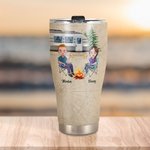 Personalized Let's Sit by the Campfire And Watch People Park Their Campers Curved Tumbler Anniversary Gift for Camping Couple