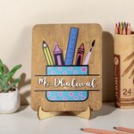 Personalised Teacher Desktop Sign Stationery 3D Teacher Name with Stand Handmade for Teacher Appreciation Gift