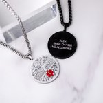 Personalized Engraved Emergency Medical ID Family Tree Stainless Steel Necklace for Women Men Grandparents Jewelry