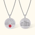 Personalized Engraved Emergency Medical ID Family Tree Stainless Steel Necklace for Women Men Grandparents Jewelry