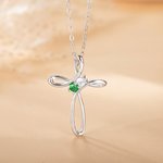 Personalized 1-6 Birthstone Cross Pendant Necklace Mother's Day Gift for Mom Women
