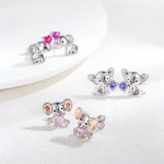 Personalized Sterling Silver Cute Elephant Earrings with Birthstone Jewelry Gift Birthday Gift Christmas Present for Women Her Teen Girl