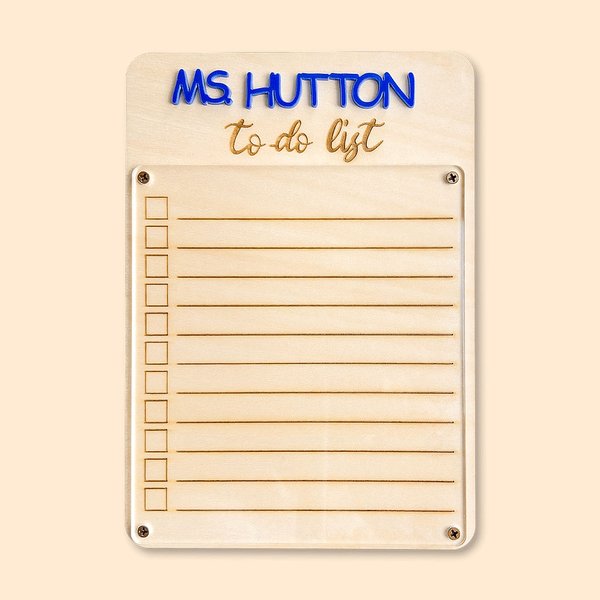 Personalized Acrylic To Do List Daily Check List Dry Eraser Erasable Board with Marker Pen Appreciation Gift for Teacher Gift for Friend or Family