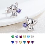 Personalized Sterling Silver Cute Elephant Earrings with Birthstone Jewelry Gift Birthday Gift Christmas Present for Women Her Teen Girl